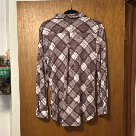 Vanity- Plaid Button Down Shirt - Burgundy and White - Picture 2 of 4